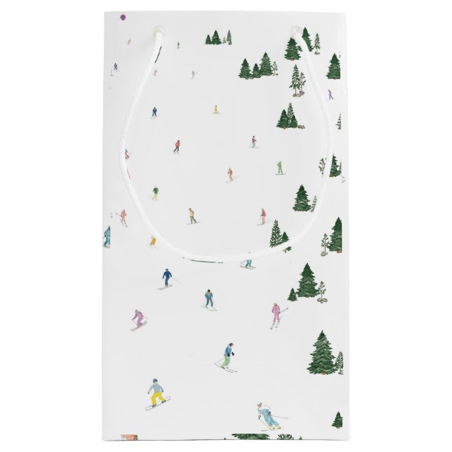 Schi- und Snowboard Aquarelltasche Winter Kleine Geschenktüte (Rückseite)