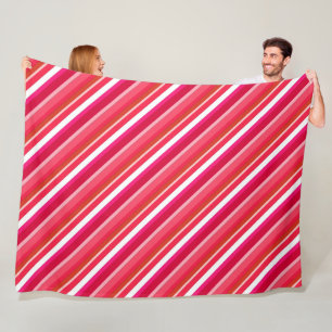 Schichtige Bonbonstreifen - rot, pink und weiß Fleecedecke