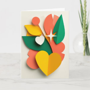 Schichtige Papier-Scherenschnitt-Blumenherz Karte
