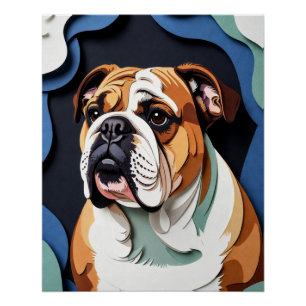 Schichtkunst Bulldogge aus Papier Poster