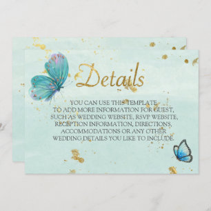 Schick Aquamarine, blaugestrichene Butterfly-Hochz Einladung
