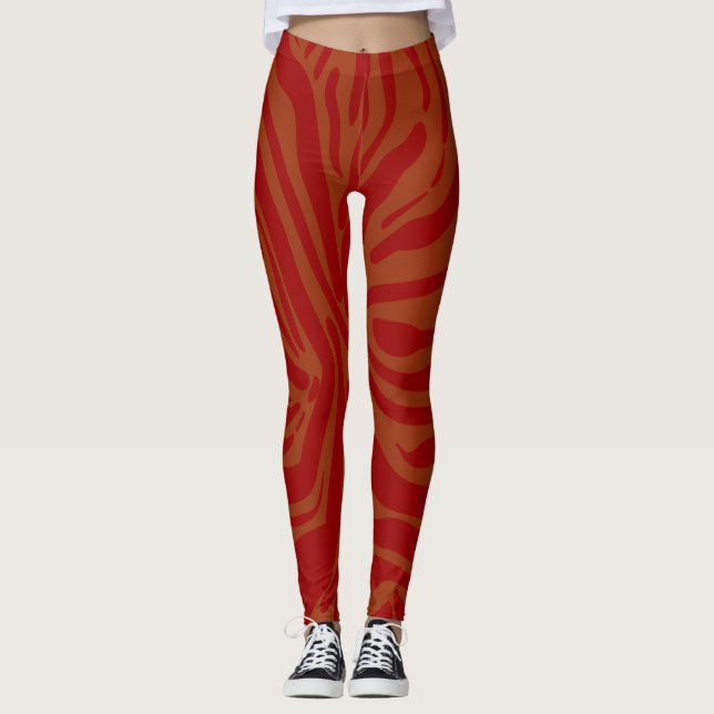 schick-beige und rotes Zebramuster Leggings (Vorderseite)