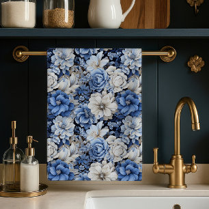 Schick Blau Weiß Elfenbein Floral Weich Küchen Han Geschirrtuch