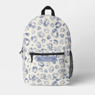 Schick Elegant Staubblau Elfenbein Leopardenprint  Bedruckter Rucksack
