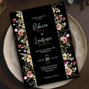 Schick farbenfrohe Wildblumen Hochzeit Einladung