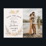 schick florale Verlobung Foto Save the Date jigsaw Postkarte<br><div class="desc">Diese schicke Blumen Hochzeit speichern das Datum ist der perfekte Look für Ihre Hochzeit.</div>