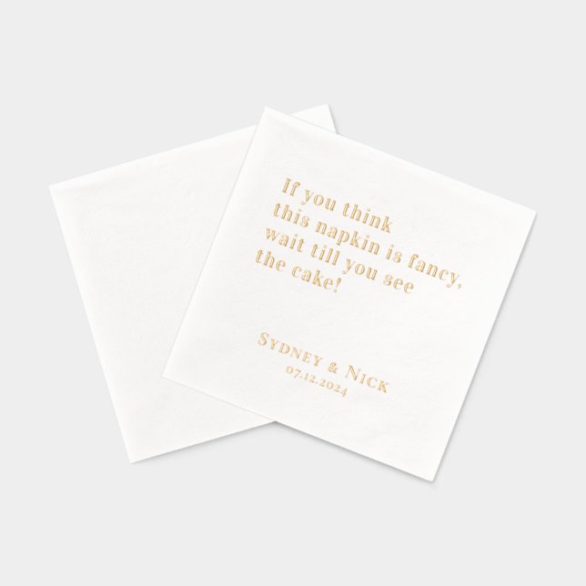 Schick | Funny Personalisiert Wedding Gold Servietten Mit Folie (Rückseite)