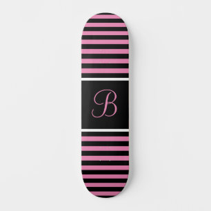 Schick gestreifter rosa und schwarzer benutzerdefi skateboard