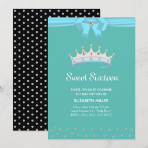 Schick Glitter Diamant Sweet Sixteen auf Türkis Einladung