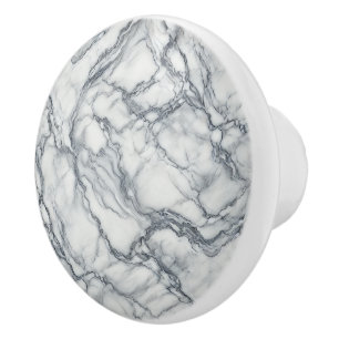 Schick Grau & Weiß Marmor-Optik Glamour Keramikknauf
