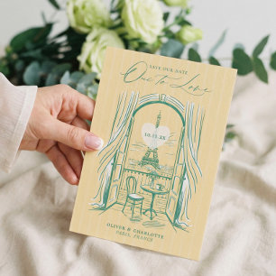 Schick La Dolce Vita Handgezeichneter Eiffelturm P Save The Date