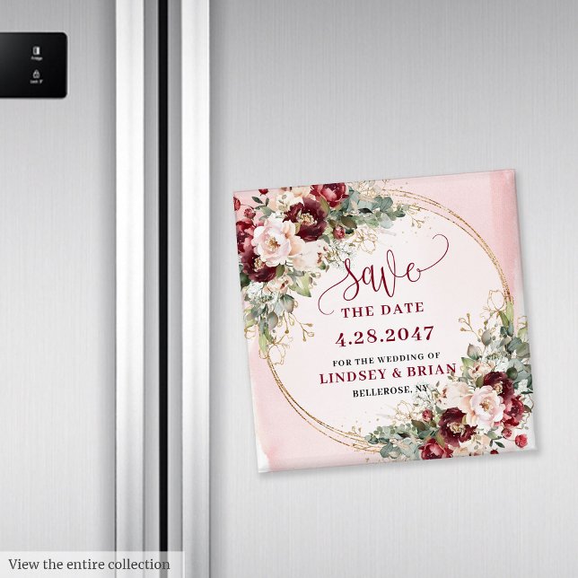Schick Modern Boho Tiefroter Rouge Gold Save the D Magnet (Modern Boho Deep Red Blush Gold Save the Date Magnet

)