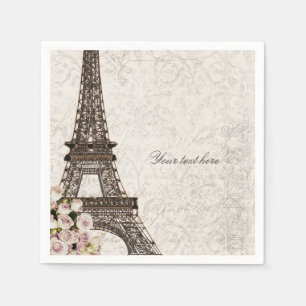 Schick Paris Eiffelturm & Rosen Elegante Party Serviette