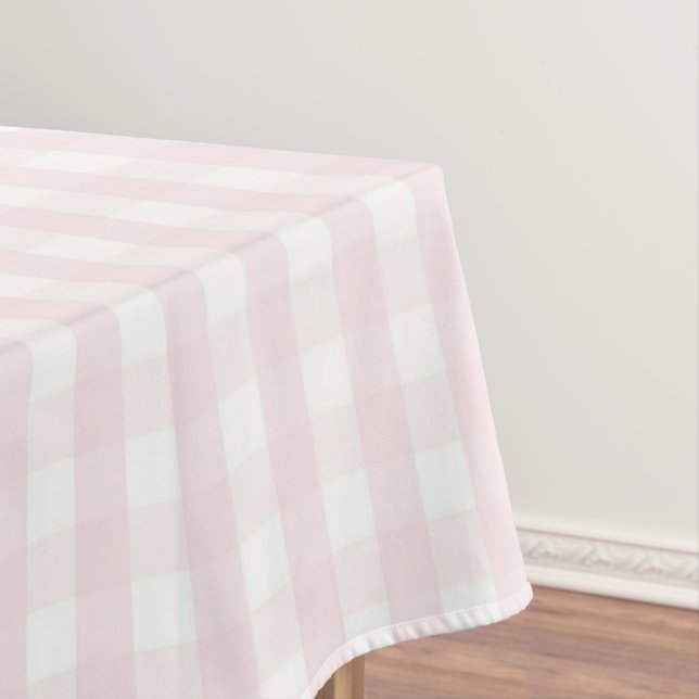 Schick Retro Pastellrosa Gingham-Muster Frühling Tischdecke (Beispiel)