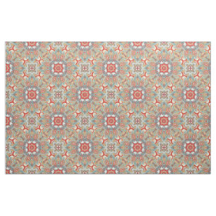 Schick Retro Rot Türkis Teal Kaleidoskop Muster Stoff