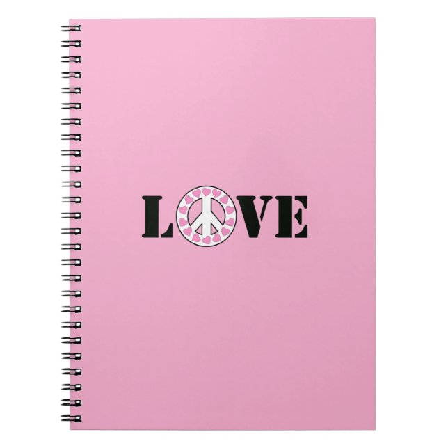 Schick Rosa Liebe Frieden Herzen Notizblock (Vorderseite)