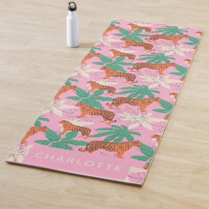 Schick Rosa Orange Tiger Dschungel Personalisierte Yogamatte