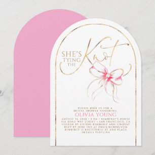 Schick Rosa Schleife Sie Heiratet Brautparty Einladung