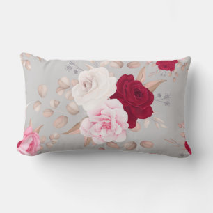 schick rot, rosa blumenreich lendenkissen