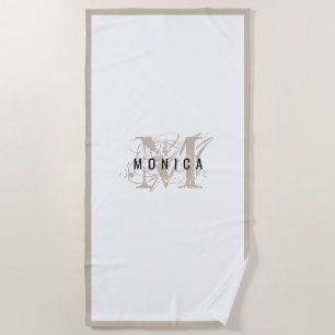 Schick Rustikal Modern Beige Monogramm Strandtuch
