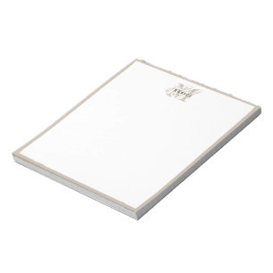 Schick-rustikale moderne beige Monogramm-Minimalis Notizblock