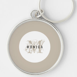 Schick-rustikale moderne beige Monogramm Schlüsselanhänger