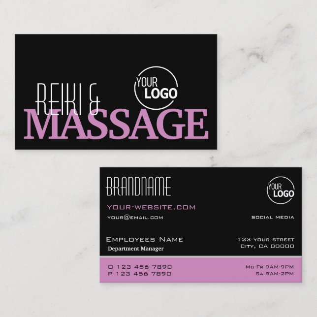 Schick Schwarz Rosa und Weiß Einfach Stilvoll mit  Visitenkarte (Vorne/Hinten)