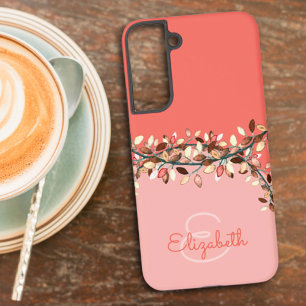 Schick Two Tone Koralle Namen hinzufügen Monogramm Samsung Galaxy Hülle