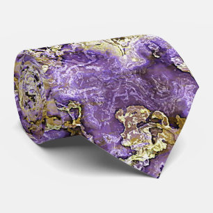 Schick Violett Lila Gold Achat Marmor Kunst Muster Krawatte