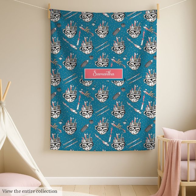 Schick zurück zur Schulgeschenktüte mit individuel Fleecedecke (Chic back to school gift blanket with custom name)