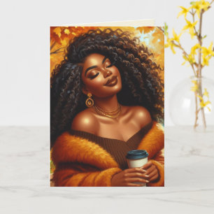 Schicke afroamerikanische Frau Thanksgiving Herb Karte