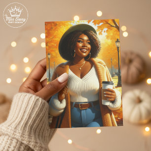 Schicke afroamerikanische Frau Thanksgiving Herb Karte