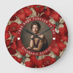 Schicke Amaryllis-Teenager-Geburtstagsgeschenk für Große Wanduhr