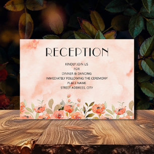 Schicke Aquarell-Blumen-Hochzeitsempfang Begleitkarte