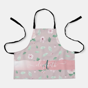 Schicke Aquarell-Blumen Monogramm Schürze