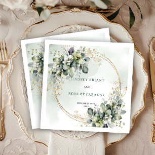Schicke Aquarell-Botanik-Blumen-Hochzeitsserviette Serviette