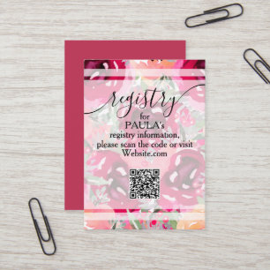 Schicke Aquarell-Rosa-Blumen QR-Registrierungskart Visitenkarte