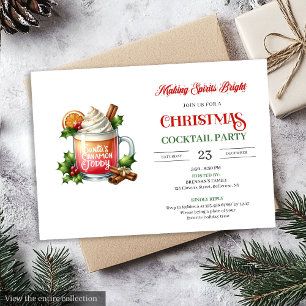 Schicke aquarellfähige Weihnachtscocktailparty Einladung