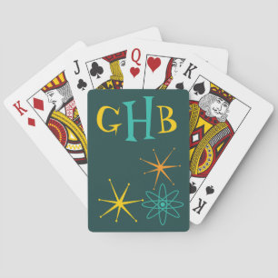 Schicke Atome und Sterne der Fünfziger Monogramm Spielkarten