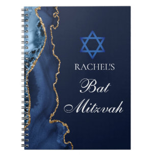 Schicke Bat-Mizwa-Navyblau-Gold-Personalisiert Notizblock