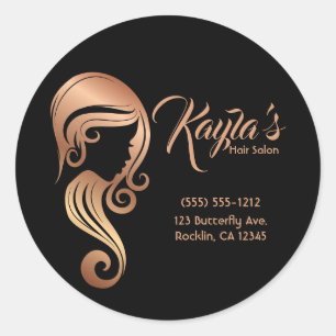 Schicke Beauty-Girl-Friseur und Kosmetiksalon Rose Runder Aufkleber