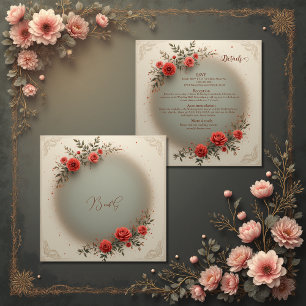 schicke beige florale Vintage-Rosen-Hochzeit alles Begleitkarte