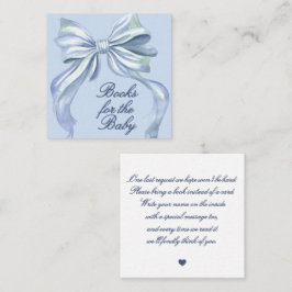 Schicke blaue Aquarell-Schleifen-Bücher für Baby S Begleitkarte