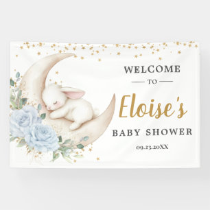 Schicke blaue Blumen-Hasen-Kaninchen-Baby-Party-Rü Banner