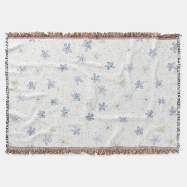 Schicke blaue Creme-Blumen   Decke (Vorderseite)