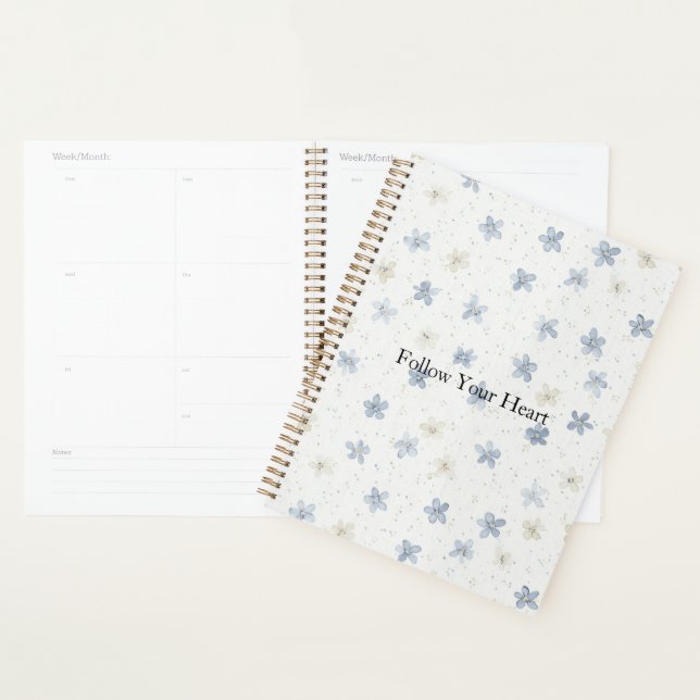 Schicke blaue Creme-Blumen   Planer (Anzeige)