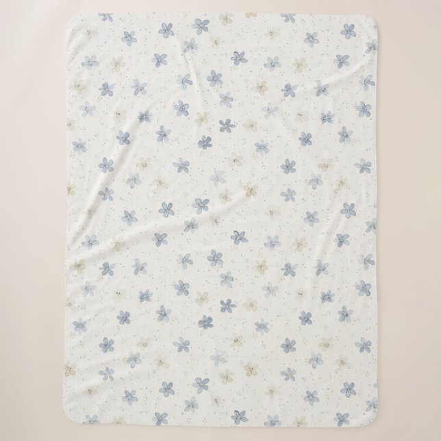 Schicke blaue Creme-Blumen   Sherpadecke (Vorderseite)