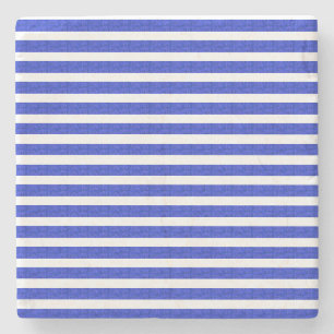 Schicke blaue geometrische Streifen Steinuntersetzer