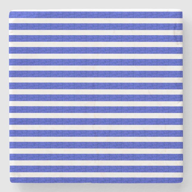 Schicke blaue geometrische Streifen Steinuntersetzer (Vorderseite)