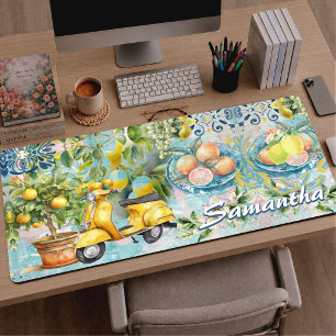 Schicke blaue türkisfarbene sizilianische Floralko Schreibtischunterlage